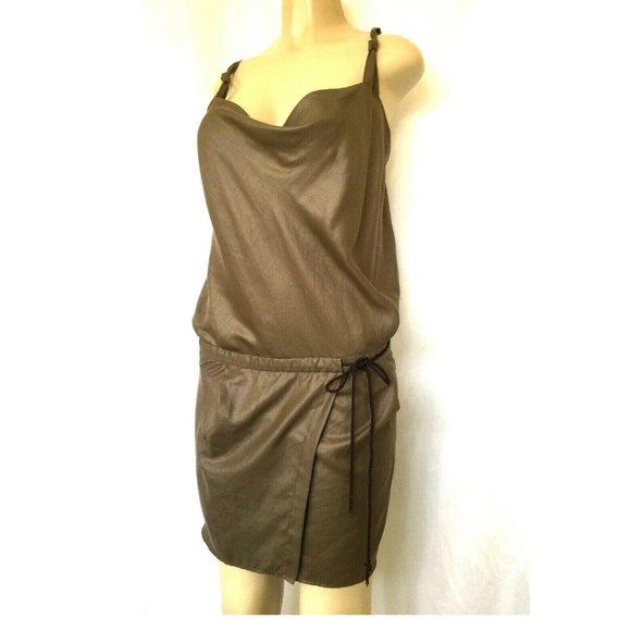Nano Universe Dress Spaghetti Strap Mini Khaki - Picture 2 of 6